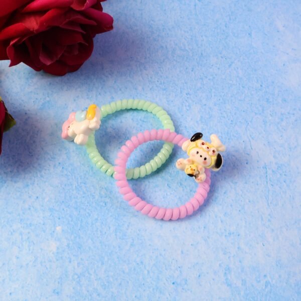 Cute Cartoon Charm Coil Hair Bands (2 Pc / Display Box)