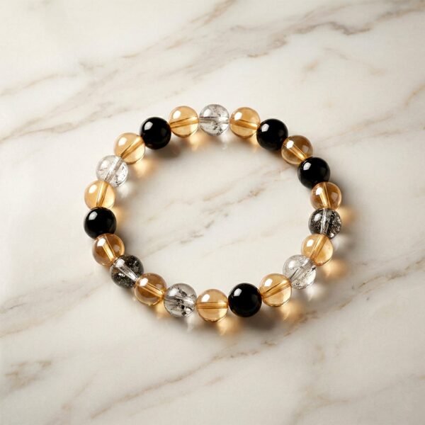 Elegant Dual-Tone Crystal Beaded Stretch Bracelet (1 Pc)