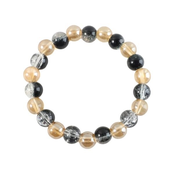 Elegant Dual-Tone Crystal Beaded Stretch Bracelet (1 Pc)