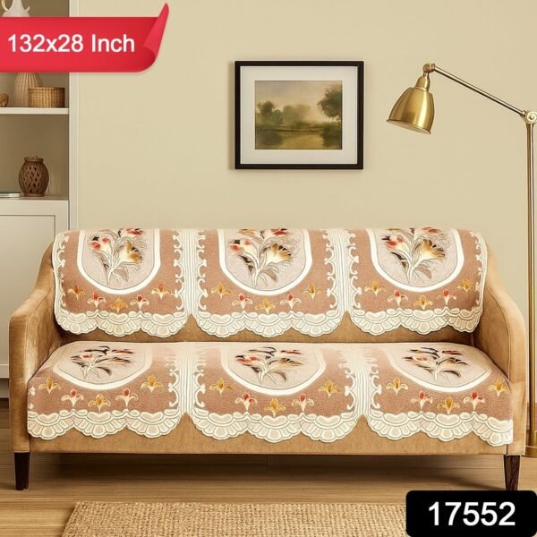 Elegant Floral Sofa Protector Runner - (Set / 132x28 Inch)