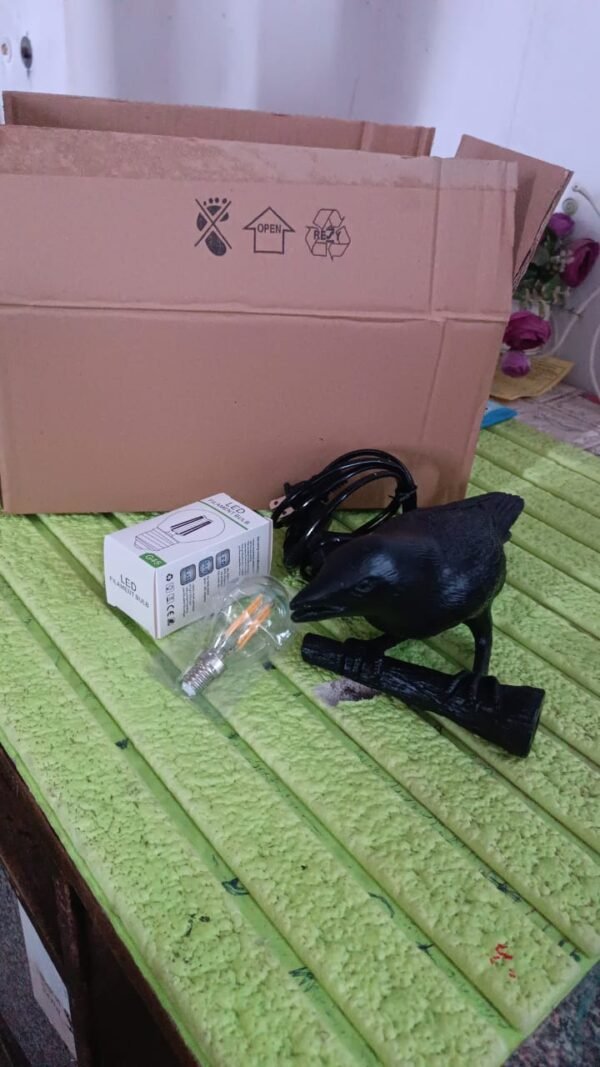 Crow Birds Table Lamps with Vintage Edison Bulb, Bird lamp (1 Set)