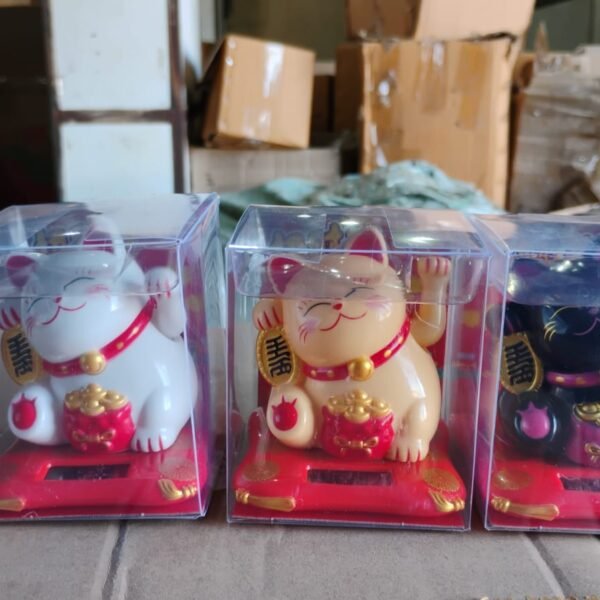 c21f33ee-dda5-42ce-8e7b-ee17e6f2bf4b.jpg Solar Powered Happy Cat Beautiful with Arm Waves Wealth Cat (1 Pc / Mix Color)