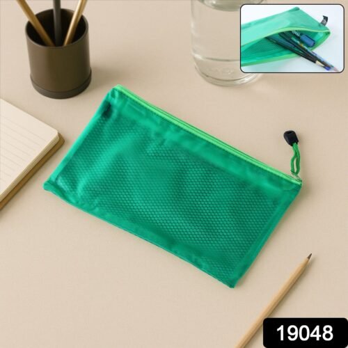 Zipper Mesh Pouch Multipurpose Travel Bag for Cosmetics Makeup Offices (25x16 Cm)