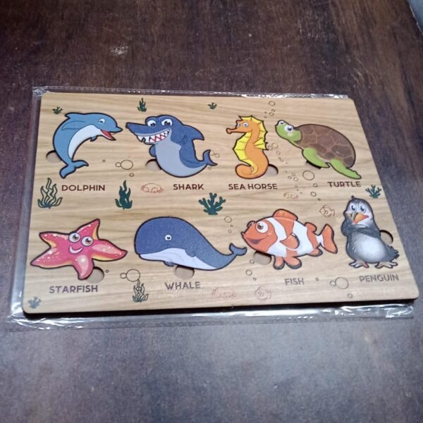 Seawater Animal Wooden Puzzle Learning Educational Board (1 Set)