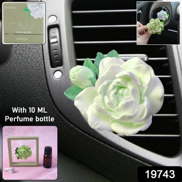 Rose Flower Car Air Freshener Clip for AC Vent with Perfume Bottle 10ML (1 Pc)