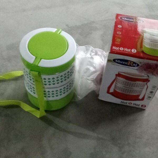 3 layer Adjustable Insulated Tiffin Set of 1, Blue 3 Containers Lunch Box