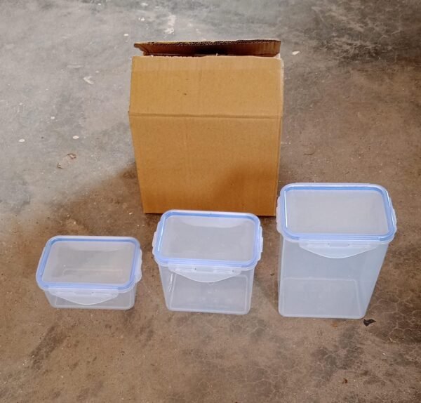 Food Grade Plastic Kitchen Storage Container Set with Air Seal Lock (3 Pc Set)