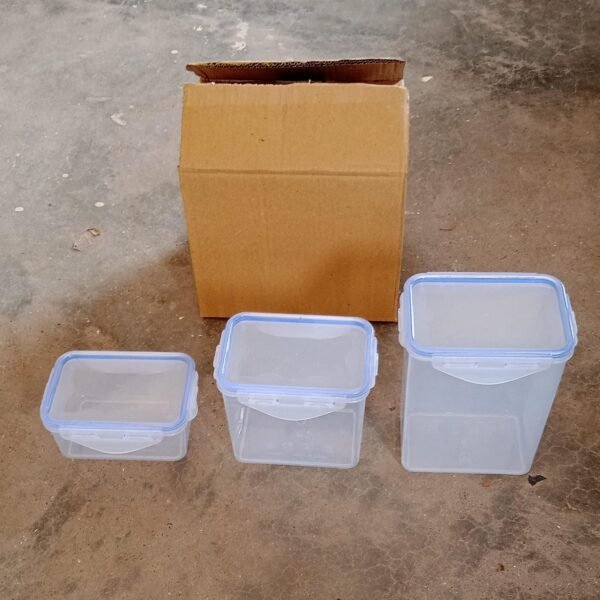 Food Grade Plastic Kitchen Storage Container Set with Air Seal Lock (3 Pc Set)