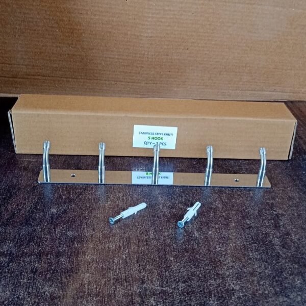 Stainless Steel Wall Mounted Coat 5 Hook Rack (26x3 / 1 Pc)