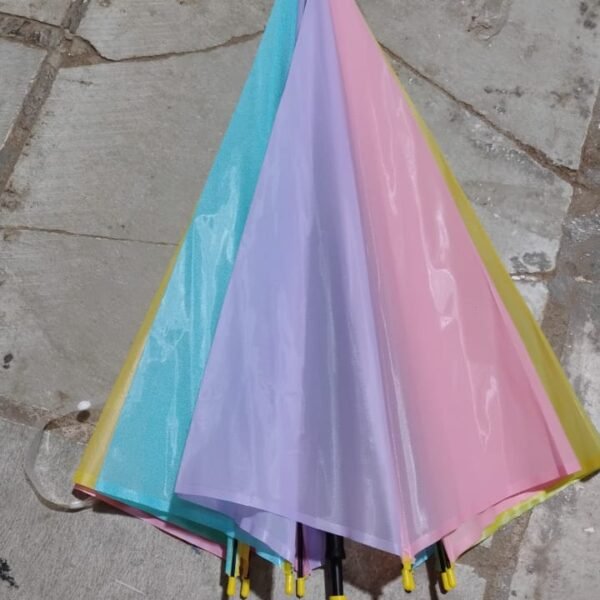 Colorful Rainbow Umbrella Multi-Colour J Shaped Handle (1 Pc / MOQ :- 5)