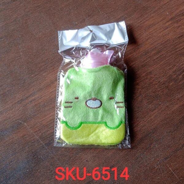 Green Kitty Hot Water Bag with Cover for Pain Relief & Warmth