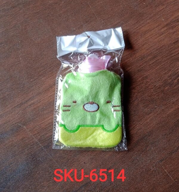 Green Kitty Hot Water Bag with Cover for Pain Relief & Warmth