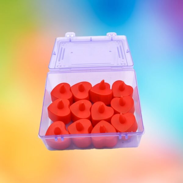 Flameless Candles LED Heart Shape Tea Light Candles Multi Color Electrical Diya Candles Battery Operated Fake Candles for Gift/Home Decoration Diwali Navratri Lighting, Diwali (Pack of 12)