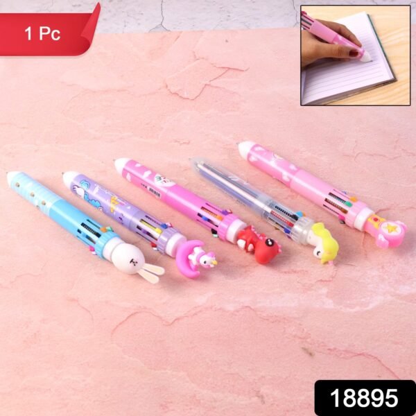 Cute Character Design 10-in-1 Multicolor Ball Pen (1 Pc)