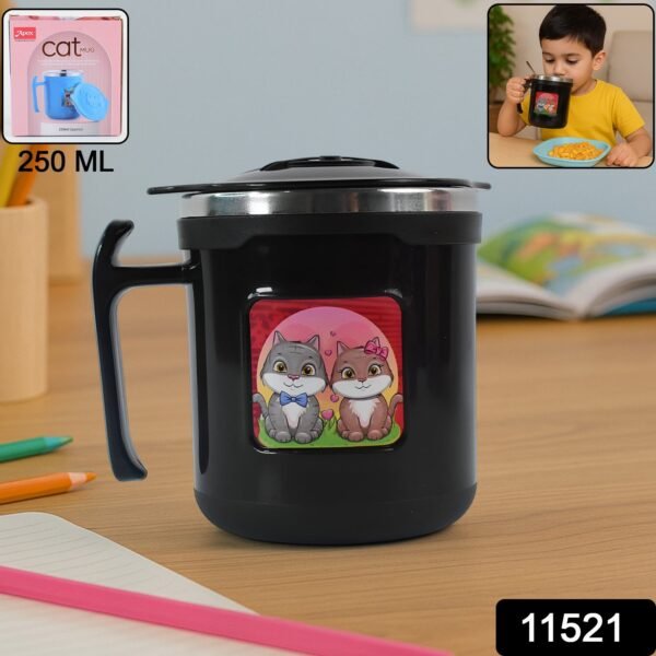 1 Pc Apex Cat Mug – 250 ml Stainless Steel Insulated Inner with Cute Cat Print