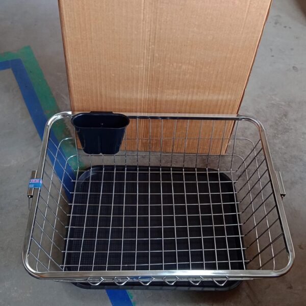 Dish Drainer Rack  With Drip Tray Stainless Steel Dish Drainer Rack with Drip Tray, Utensil Drying Stand for Kitchen Plate Rack Bartan Basket for Kitchen Utensils/Dish Drying Rack with Drainer/Bartan Basket/Plate Stand ( 57 x 45 x 19 cm)