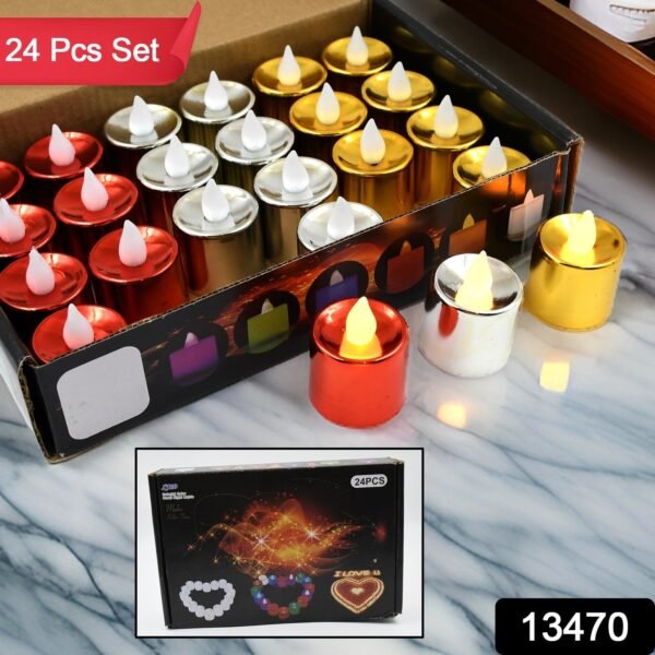LED Tea Light Electrical Candles / Diya – Plastic Candle Lights (24 Pc Set)