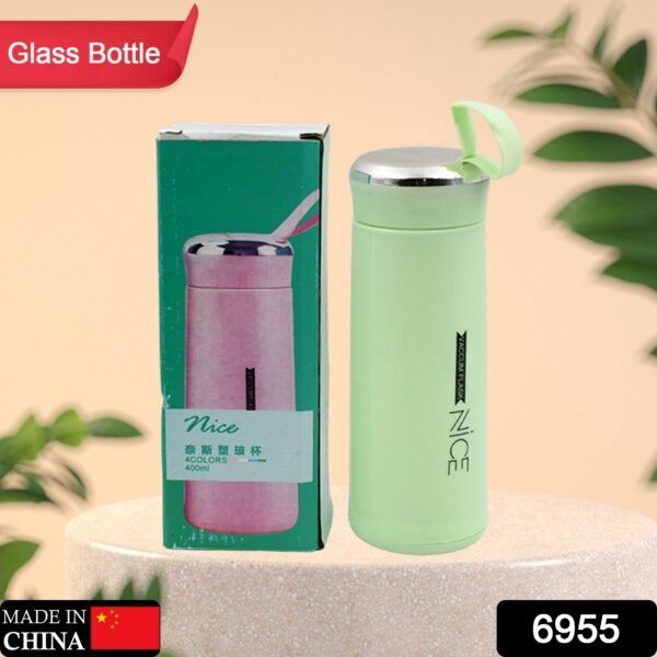 Water Bottle 400 ML Leak Proof Glass Bottle for Daily Water  1 Pc