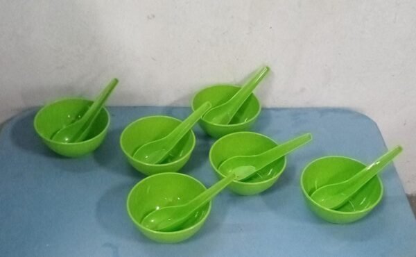 Plastic Soup Bowl & Spoon Set for Kitchen (6-Pcs)