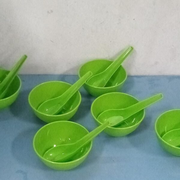 Plastic Soup Bowl & Spoon Set for Kitchen (6-Pcs)