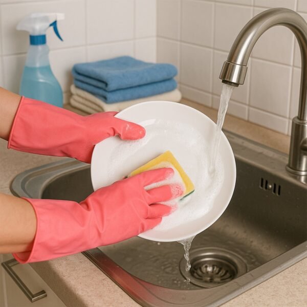 cleaning-gloves-02_64dad7c0-7127-4dcf-9852-62d6cbfacb67.jpg Reusable Waterproof Household Cleaning Gloves (45gm / 1 Pair)