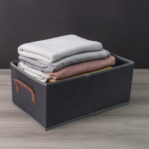 cloth-organizer-storage-box-03.jpg Foldable Rectangular Storage Box with Handle (46x28 cm / 1 Pc)