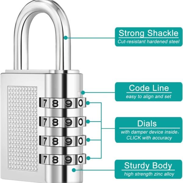 codelock-05.jpg Heavy-Duty 4-Digit Resettable Combination Padlock (1 Pc)