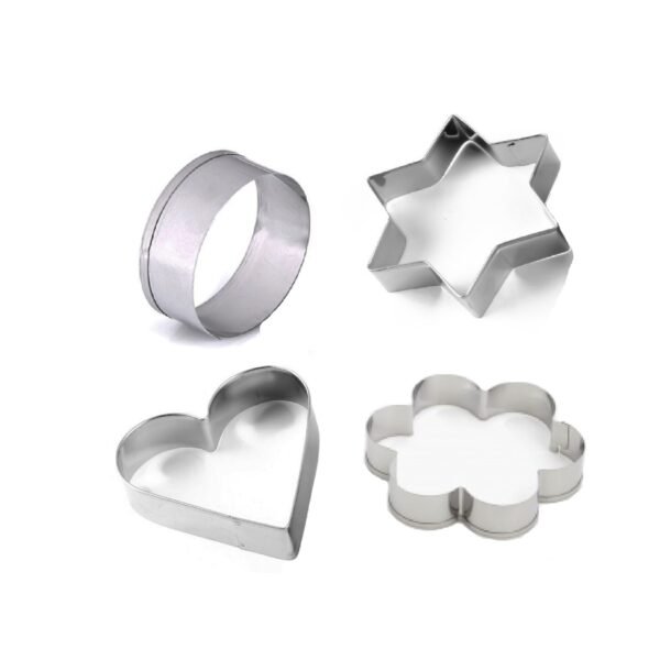 Stainless Steel Cookie Cutter Set – Heart, Star & Flower Shapes (4 Pcs)
