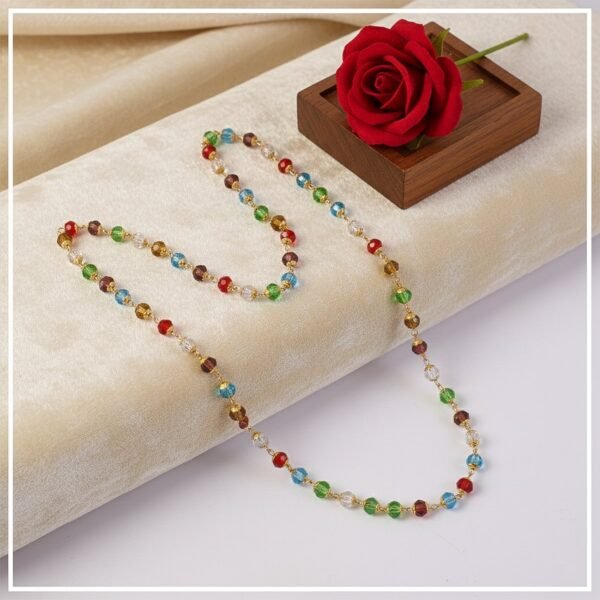 Multicolour Crystal Beaded Necklace with Gold-Tone Links (1Pc)