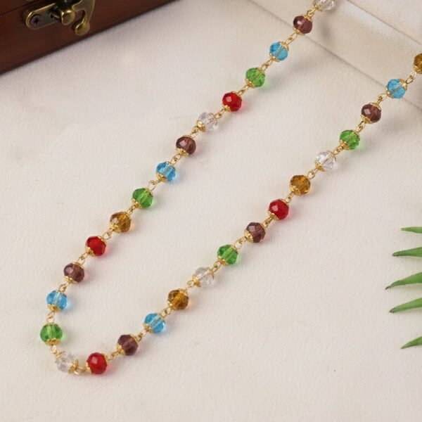 Multicolour Crystal Beaded Necklace with Gold-Tone Links (1Pc)