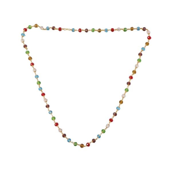 Multicolour Crystal Beaded Necklace with Gold-Tone Links (1Pc)