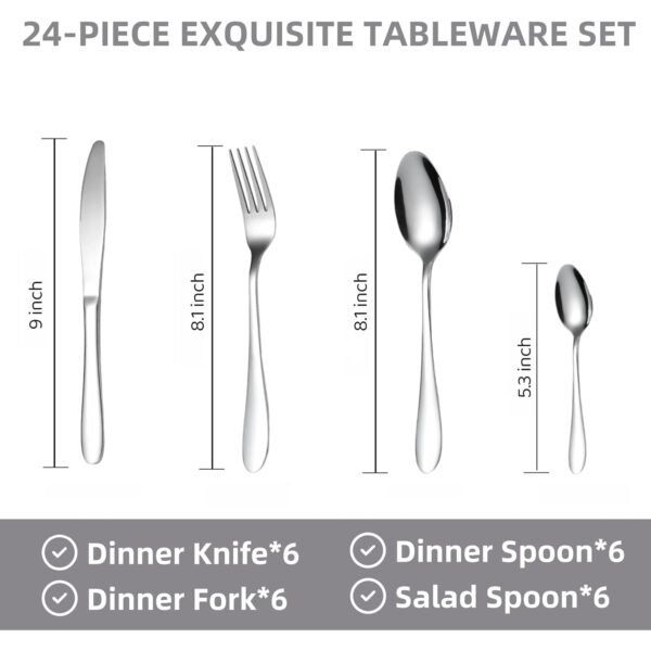 Premium Stainless Steel Polished Cutlery Set (24 Pc)