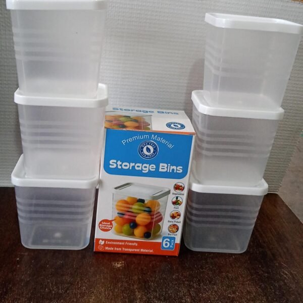 Transparent Square Plastic Food Storage Container Set (6 Pc)