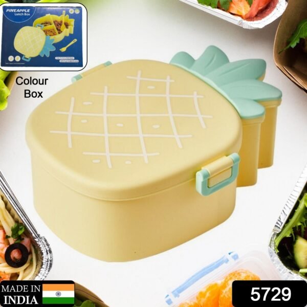 Kids Lunch Box Cute Pineapple Shaped Bento Box with Fork Spoon Snack Container