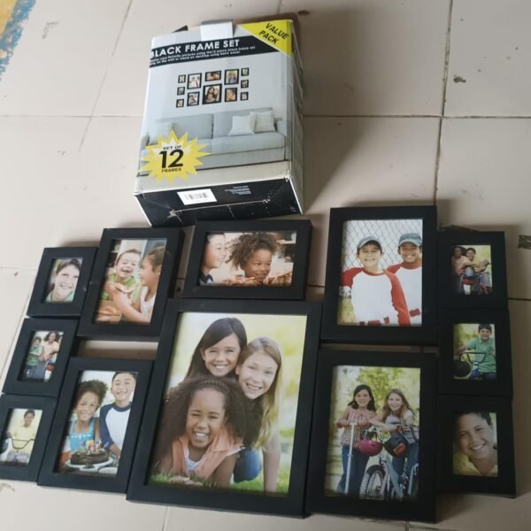Premium Black Photo Frame Set 12 Pcs Wall Hanging Gallery Frames