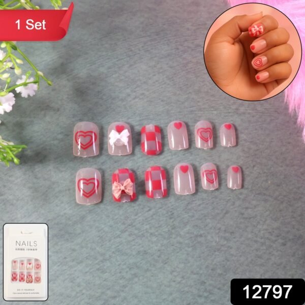 Premium Artificial False Nail Set with Mix Design fake nails - (Set)