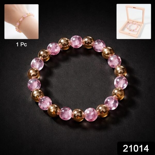 Elegant Pink Crystal Beaded Stretch Bracelet (1 Pc)