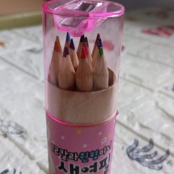 12 Mini Colouring Pencils with Sharpener, Kids Drawing Set for School & Sketching