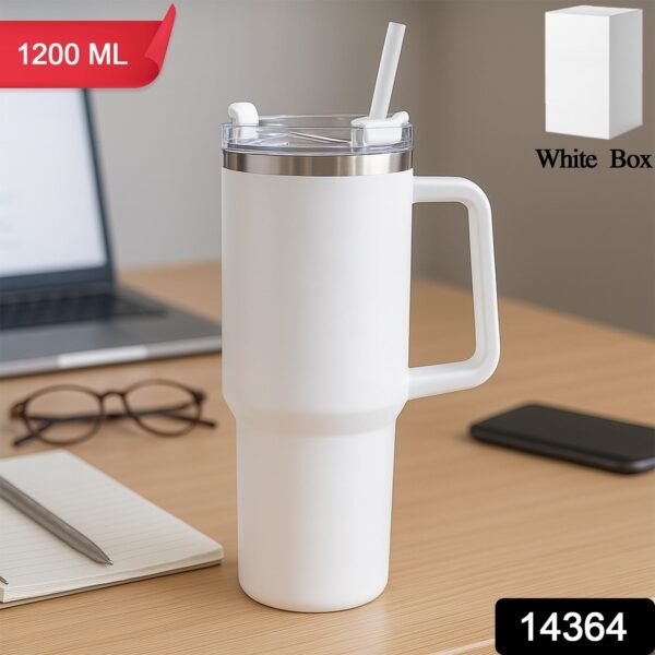 White Extra Large Insulated Travel Mug, Tumbler (1200ML - 1 Pc)