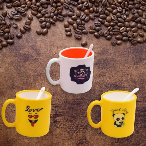 Mix Design & Color Coffee Mug With Spoon and box packing, Designer Mug with