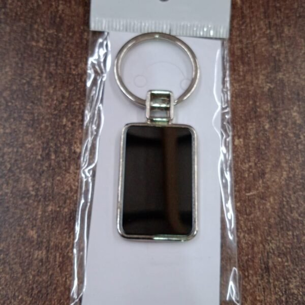 Premium Rectangular Black & Silver Metal Keychain (1 Pc)