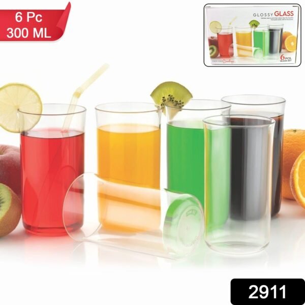 Glossy Plastic Glass Set (6 Pc / 300 ML)