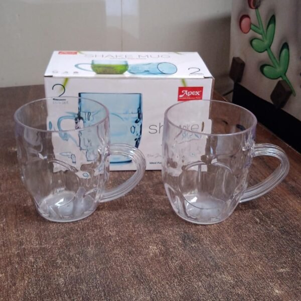 Apex Shake Mug Set – 2 Pieces Durable Plastic Mugs (350ml) Approx