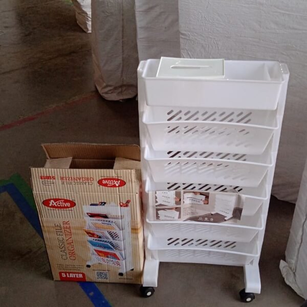 Movable Bookshelf, Large Capacity Rotatable Plastic Rolling Organization Shelf / Rack