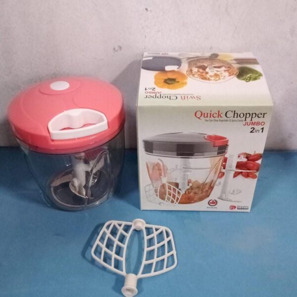 6 BLADE 2IN1 MANUAL FOOD CHOPPER, COMPACT & POWERFUL HAND HELD VEGETABLE (1000Ml)