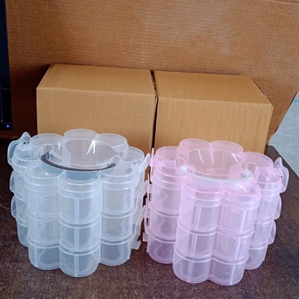 3-Layer Transparent Plastic Flower-Shaped Storage Box with 9 Grids
