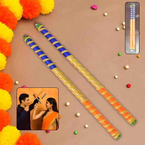 dandiya-01-Without-SKU.jpg Traditional Decorative Dandiya Sticks Pair for Navratri, Garba (2 Pc)