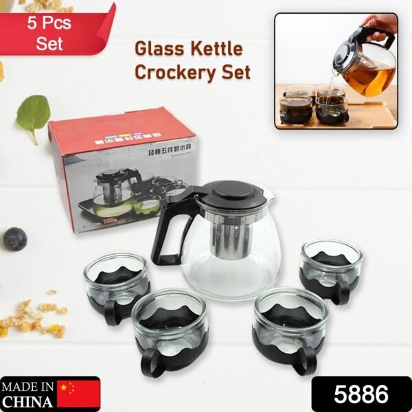 Flame Proof Glass Kettle and Cup Set with Strainer High Quality Set  24 Pc