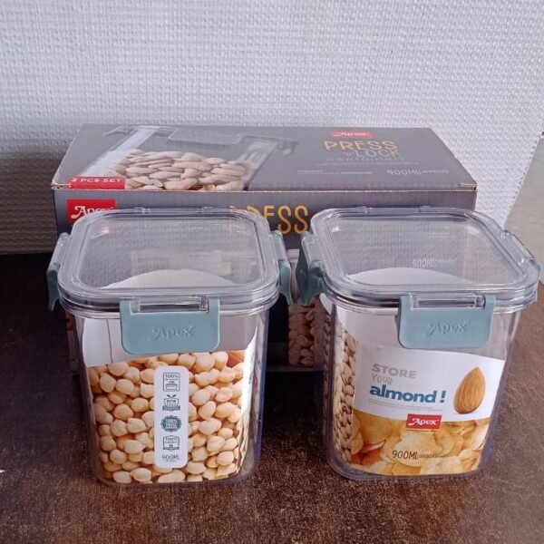 Apex Press N’ Lock Airtight Food Storage Container Set (2Pc/900ml) Approx