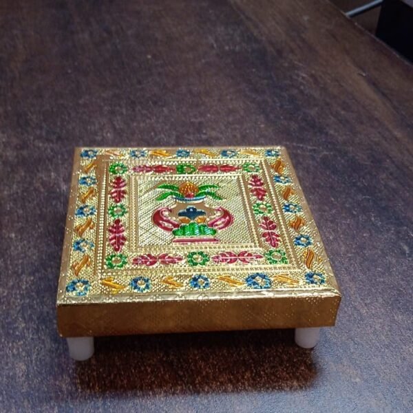 dd65ac38-39ef-43af-9049-1ff7a93bd7f2.jpg Handicraft Wood Chowki for Pooja , Wooden Bajot (1 Pc / Mix Descign & Color)